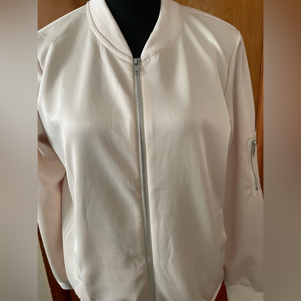 Ecowish Women's Cream Bomber Jacket